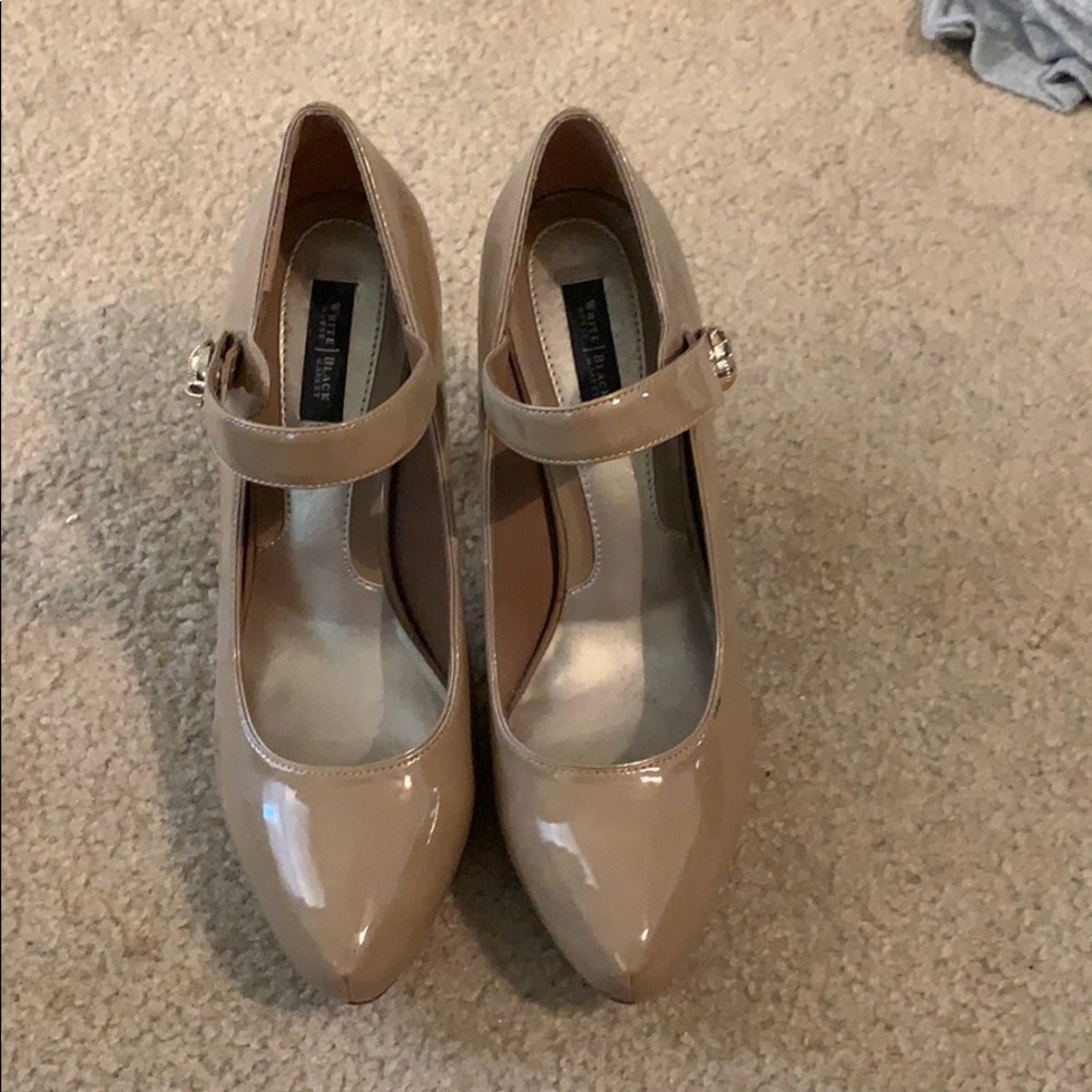 tan three inch heels with ankle strap